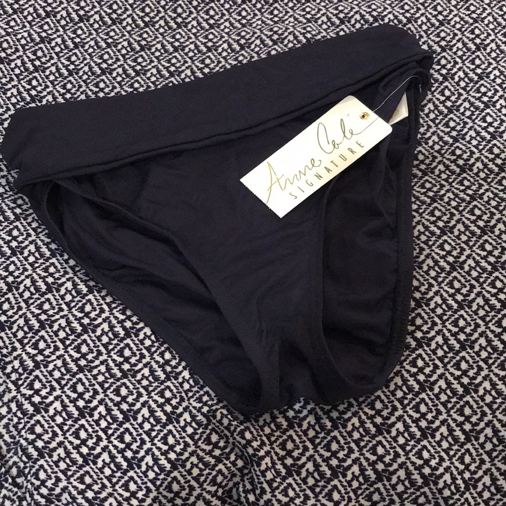 Anne Cole High-Waist Swimsuit Bottom, Size M, Navy